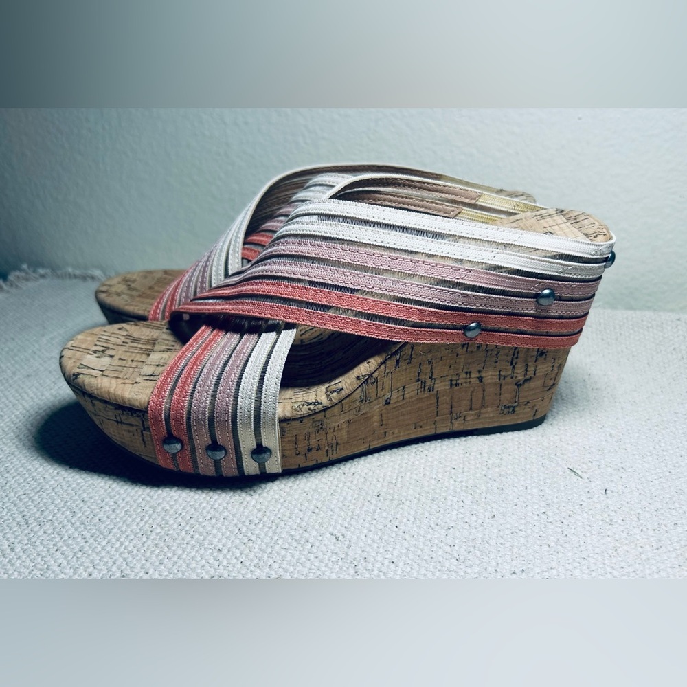 Lucky Brand Women's Sandals - Pink and White Stripes